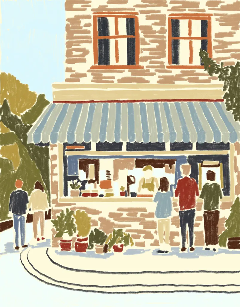 Illustration of village life in Old Chelsea